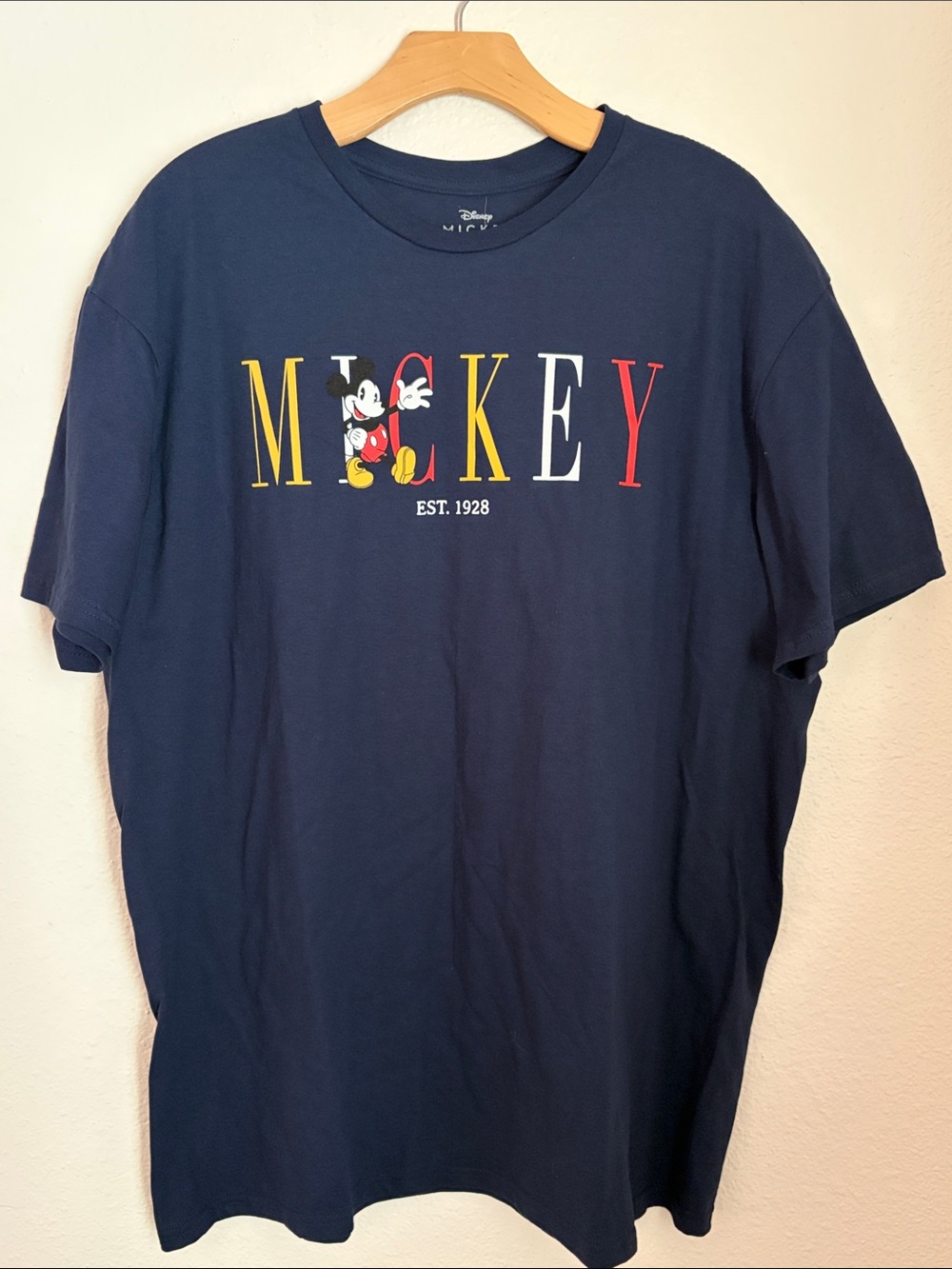 Disney Navy Tee with Colorful Mickey Lettering